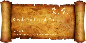 Kovácsi Irén névjegykártya